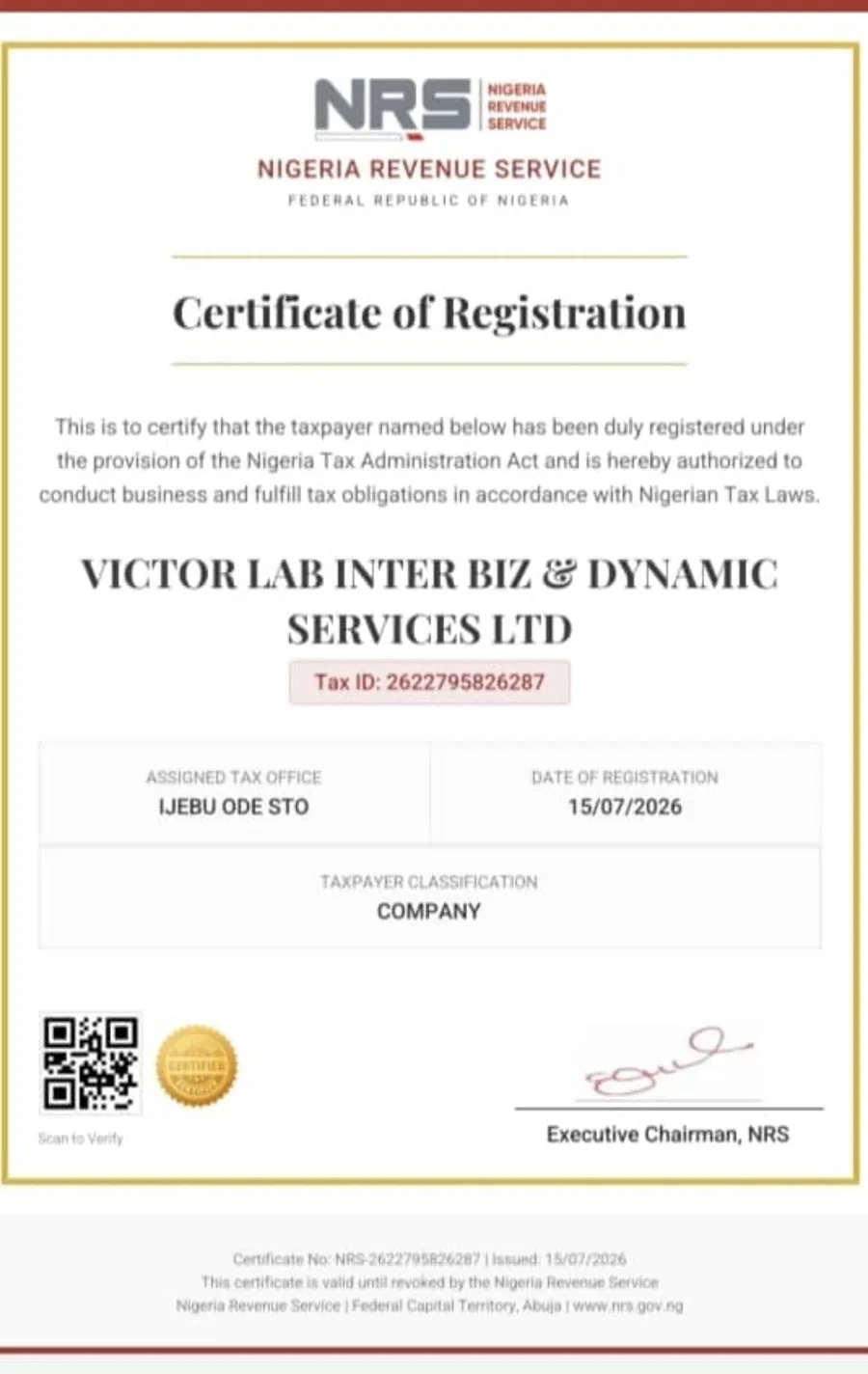 NRS Registration — Business Name