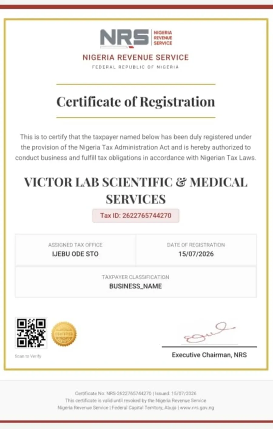 NRS Registration — Company