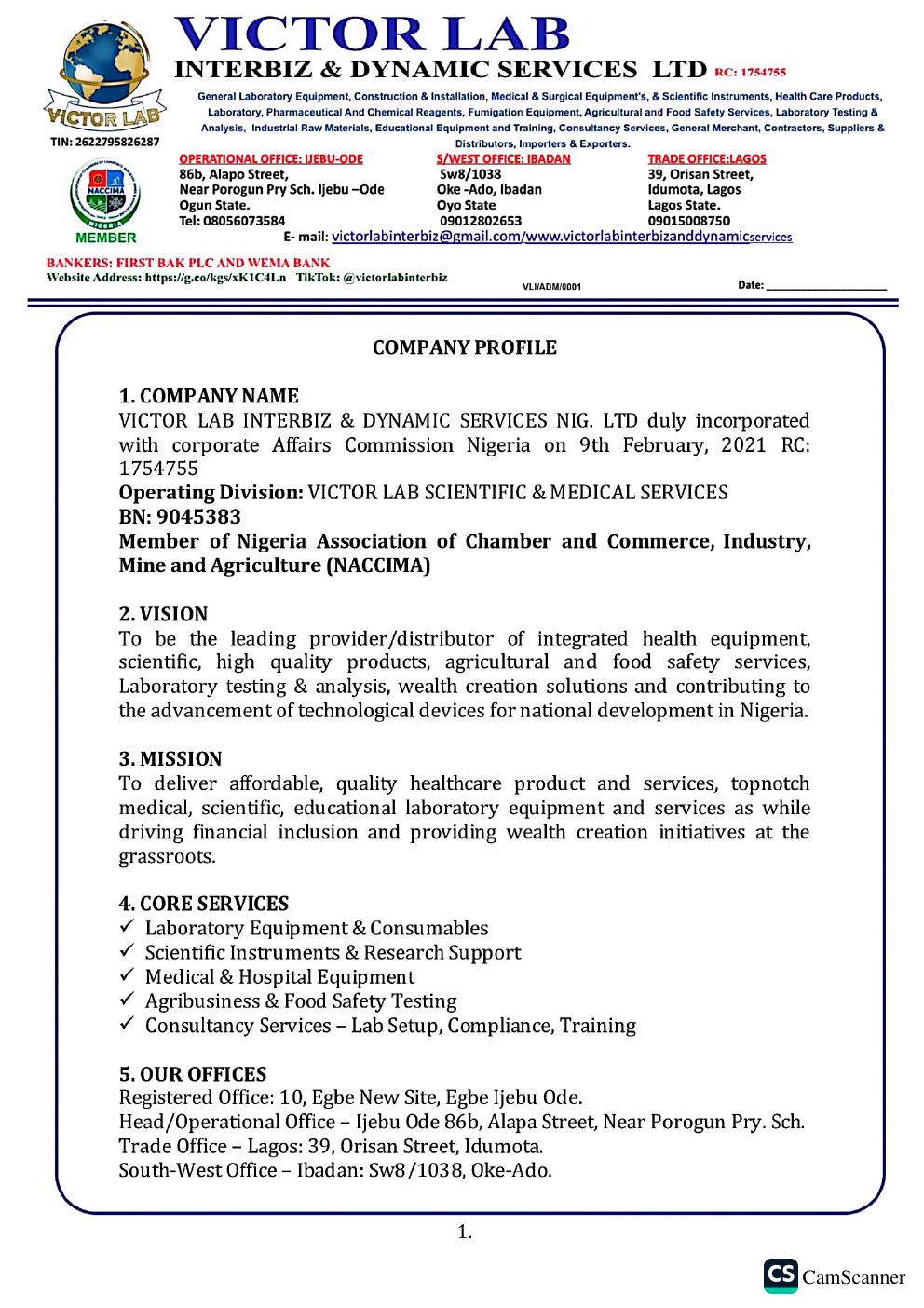 Victor Lab Company Profile cover